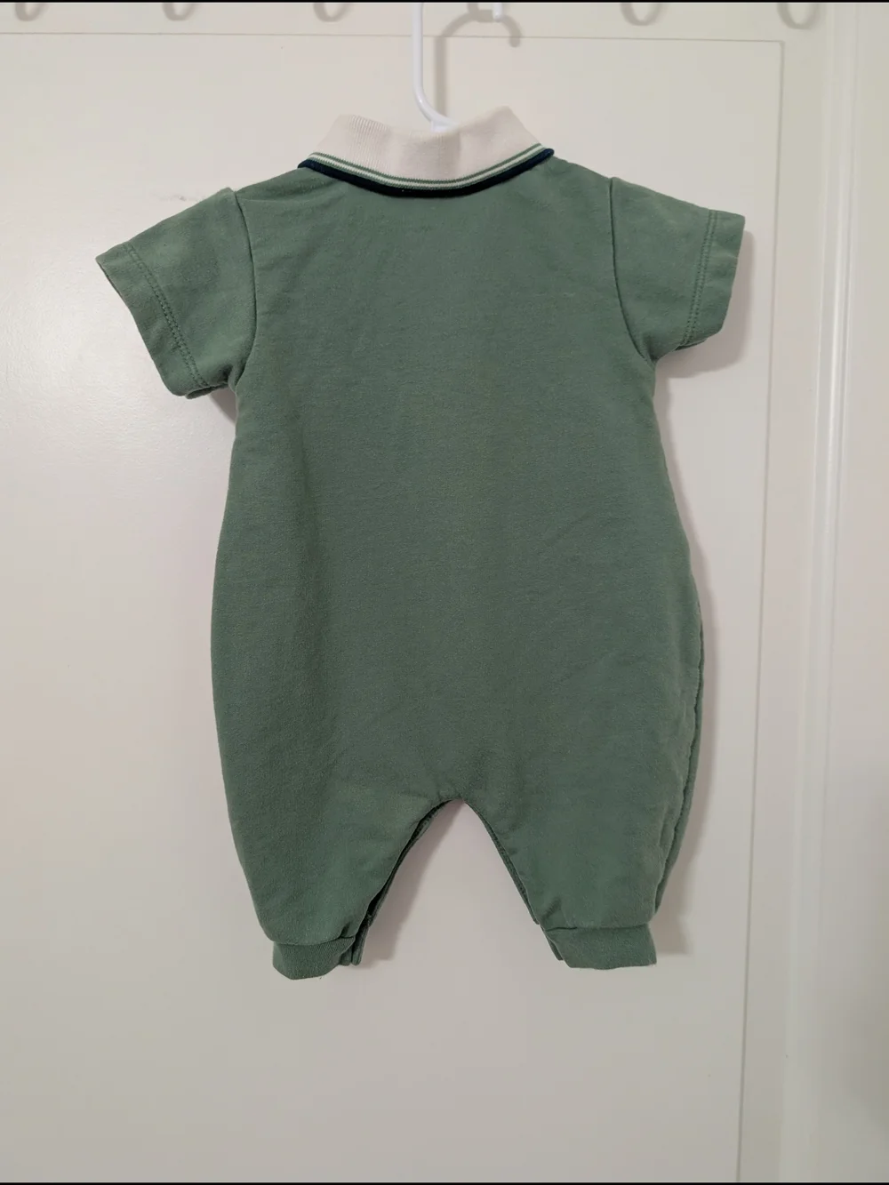 Y2K Vintage OshKosh B'gosh Green,‎ Navy & White Embroidery Tool Themed Romper